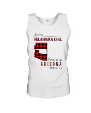 OKLAHOMA GIRL LIVING IN ARIZONA WORLD Unisex Tank tile