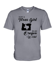 JUST A TEXAS GIRL IN AN OREGON WORLD V-Neck T-Shirt thumbnail