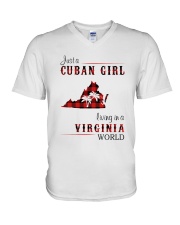 CUBAN GIRL LIVING IN VIRGINIA WORLD V-Neck T-Shirt tile