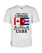 LIVE IN CANADA BEGAN IN CUBA V-Neck T-Shirt tile