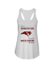 MICHIGAN GIRL LIVING IN NORTH CAROLINA WORLD Ladies Flowy Tank thumbnail