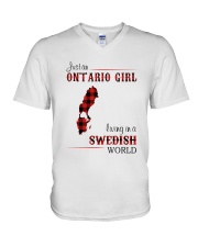 ONTARIO GIRL LIVING IN SWEDISH WORLD V-Neck T-Shirt thumbnail