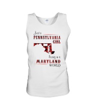 PENNSYLVANIA GIRL LIVING IN MARYLAND WORLD Unisex Tank tile