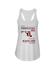 PENNSYLVANIA GIRL LIVING IN MARYLAND WORLD Ladies Flowy Tank tile