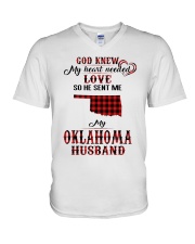 He Sent Me My Oklahoma Husband V-Neck T-Shirt tile