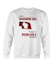 WISCONSIN GIRL LIVING IN NEBRASKA WORLD Crewneck Sweatshirt thumbnail