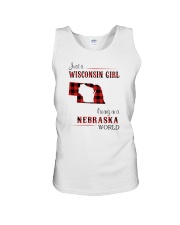 WISCONSIN GIRL LIVING IN NEBRASKA WORLD Unisex Tank thumbnail