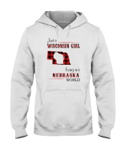 WISCONSIN GIRL LIVING IN NEBRASKA WORLD Hooded Sweatshirt thumbnail