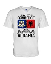 LIVE IN CONNECTICUT BEGAN IN ALBANIA V-Neck T-Shirt thumbnail