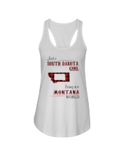 SOUTH DAKOTA GIRL LIVING IN MONTANA WORLD Ladies Flowy Tank tile