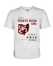 PUERTO RICAN GIRL LIVING IN OHIO WORLD V-Neck T-Shirt thumbnail