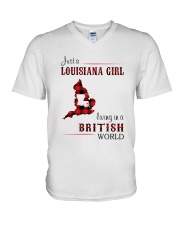LOUISIANA GIRL LIVING IN BRITISH WORLD V-Neck T-Shirt tile