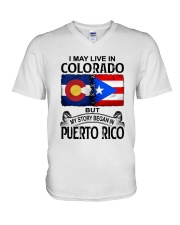 LIVE IN COLORADO BEGAN IN PUERTO RICO V-Neck T-Shirt tile