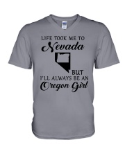 LIFE TOOK ME TO NEVADA BUT ALWAYS AN OREGON GIRL V-Neck T-Shirt thumbnail