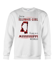 ILLINOIS GIRL LIVING IN MISSISSIPPI WORLD Crewneck Sweatshirt tile