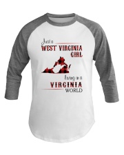 WEST VIRGINIA GIRL LIVING IN VIRGINIA WORLD Baseball Tee thumbnail