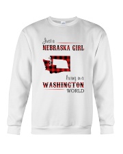 NEBRASKA GIRL LIVING IN WASHINGTON WORLD Crewneck Sweatshirt thumbnail
