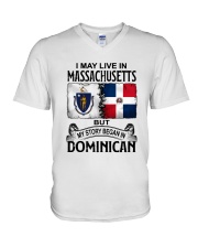 LIVE IN MASSACHUSETTS BEGAN IN DOMINICAN V-Neck T-Shirt tile