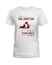 JERSEY GIRL LIVING IN VIRGINIA WORLD Ladies T-Shirt thumbnail