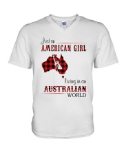 AMERICAN GIRL LIVING IN AUSTRALIAN WORLD V-Neck T-Shirt tile