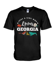 Just A Girl Symbols Georgia V-Neck T-Shirt tile