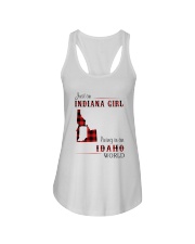 INDIANA GIRL LIVING IN IDAHO WORLD Ladies Flowy Tank thumbnail