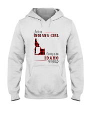 INDIANA GIRL LIVING IN IDAHO WORLD Hooded Sweatshirt thumbnail