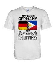 LIVE IN GERMANY BEGAN IN PHILIPPINES V-Neck T-Shirt tile