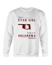 UTAH GIRL LIVING IN OKLAHOMA WORLD Crewneck Sweatshirt tile