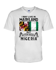 LIVE IN MARYLAND BEGAN IN NIGERIA V-Neck T-Shirt tile
