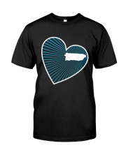 Puerto Rico Map In Heart Line Classic T-Shirt front