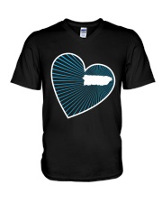 Puerto Rico Map In Heart Line V-Neck T-Shirt tile