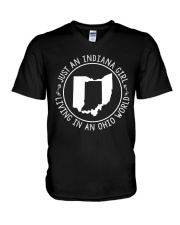 INDIANA GIRL LIVING IN OHIO WORLD V-Neck T-Shirt thumbnail