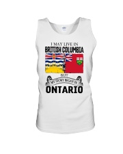 LIVE IN BRITISH COLUMBIA BEGAN IN ONTARIO ROOT Unisex Tank thumbnail