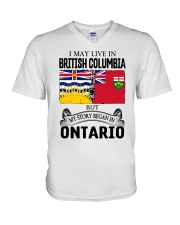 LIVE IN BRITISH COLUMBIA BEGAN IN ONTARIO ROOT V-Neck T-Shirt thumbnail