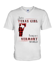 TEXAS GIRL LIVING IN VERMONT WORLD V-Neck T-Shirt thumbnail