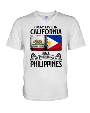 LIVE IN CALIFORNIA BEGAN IN PHILIPPINES V-Neck T-Shirt thumbnail