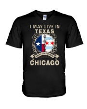 I MAY LIVE IN TEXAS BUT MY STORY IN CHICAGO V-Neck T-Shirt tile