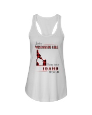 WISCONSIN GIRL LIVING IN IDAHO WORLD Ladies Flowy Tank thumbnail