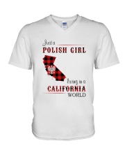 POLISH GIRL LIVING IN CALIFORNIA WORLD V-Neck T-Shirt thumbnail