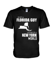 JUST A FLORIDA GUY LIVING IN NEW YORK WORLD V-Neck T-Shirt thumbnail
