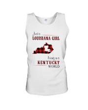 LOUISIANA GIRL LIVING IN KENTUCKY WORLD Unisex Tank tile