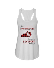 LOUISIANA GIRL LIVING IN KENTUCKY WORLD Ladies Flowy Tank tile