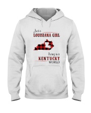 LOUISIANA GIRL LIVING IN KENTUCKY WORLD Hooded Sweatshirt tile