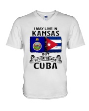 LIVE IN KANSAS BEGAN IN CUBA V-Neck T-Shirt thumbnail