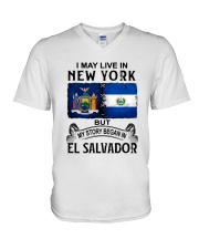 LIVE IN NEW YORK BEGAN IN EL SALVADOR V-Neck T-Shirt thumbnail