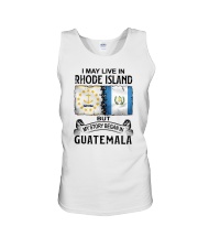 LIVE IN RHODE ISLAND BEGAN IN GUATEMALA Unisex Tank tile