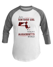 KENTUCKY GIRL LIVING IN MASSACHUSETTS WORLD Baseball Tee thumbnail