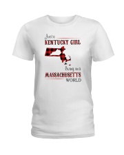 KENTUCKY GIRL LIVING IN MASSACHUSETTS WORLD Ladies T-Shirt thumbnail