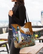 Maine Flag Symbols Leather All-over Tote aos-all-over-tote-lifestyle-front-04